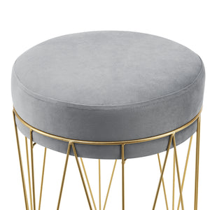 Tabouret rembourré Melsele 45 x 35 cm gris laiton [en.casa]