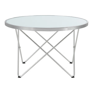 Table basse Nikkeby structure métallique argentée/optique verre laiteux [en.casa]