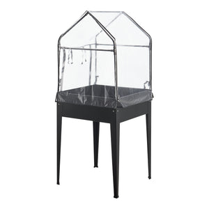 Carré potager avec serre Katwijk 60x60x152cm Acier Anthracite [en.casa]