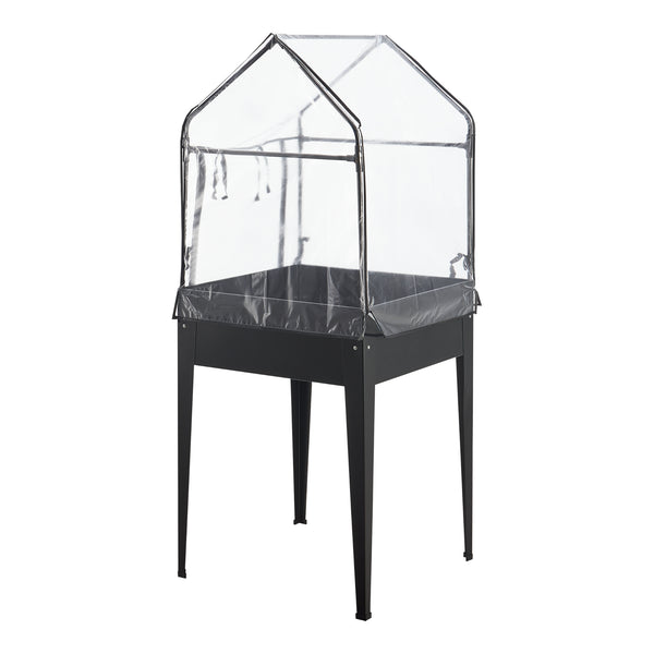 Carré potager avec serre Katwijk 60x60x152cm Acier Anthracite [en.casa]