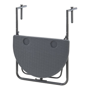 Table suspendue de balcon Cicala 84x60x64 cm Demi-circulaire Acier Gris foncé [en.casa]