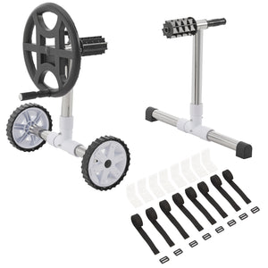 Dispositif d’enroulement de piscine Amorgo avec roues Aluminium [en.casa]