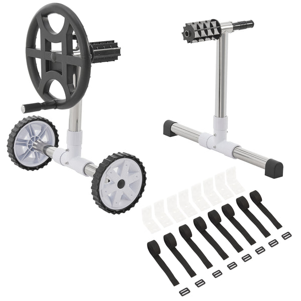 Dispositif d’enroulement de piscine Amorgo avec roues Aluminium [en.casa]