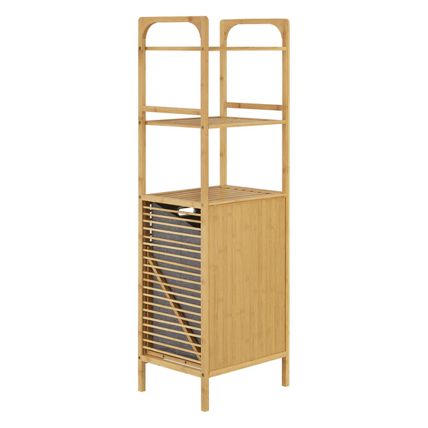 Meuble de rangement à linge Tidaholm en bambou avec étagère 118 x 39,5 x 30,5 cm [en.casa]