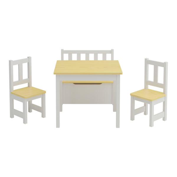 Set de table pour enfants Lousame Bois de pin naturel / blanc [en.casa]