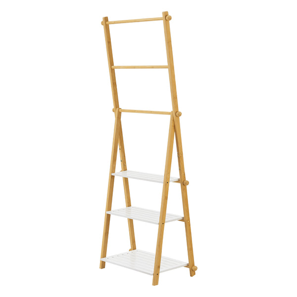 Étagère échelle Lapinjärvi avec porte-serviettes pour salle de bain 152 x 53 x 31 cm [en.casa]