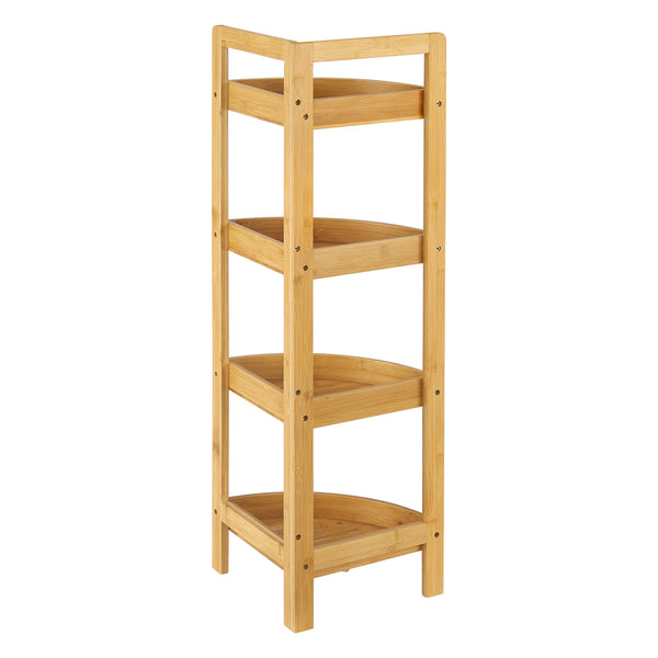 Étagère de salle de bain en bambou Lestijärvi Étagère d'angle avec 4 étagères 80x23x23cm [en.casa]