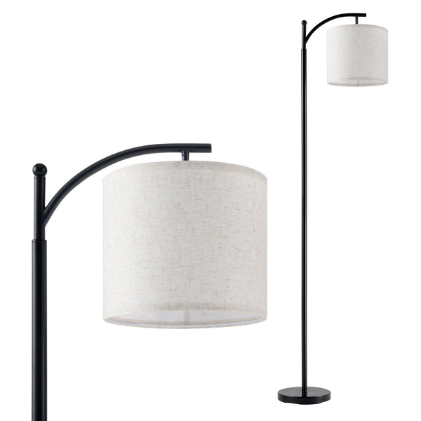 Lampadaire Coventry à abat-jour d'aspect lin E27 hauteur 180 cm noir beige [lux.pro]