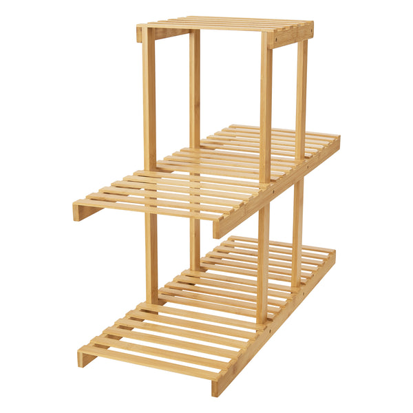Étagère à fleurs Halsua à 3 niveaux en bambou 60 x 72 x 28 cm [en.casa]