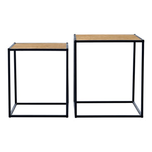 Set de 2 tables basses Grindavik gigognes carrées noir effet bois [en.casa]