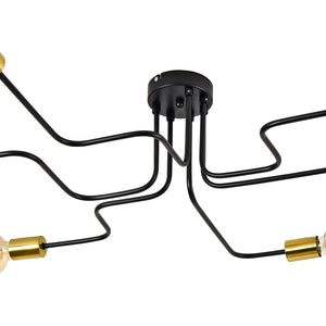 Plafonnier Carlisle Industrial 6 x E27 Noir/Coloris laiton [lux.pro]