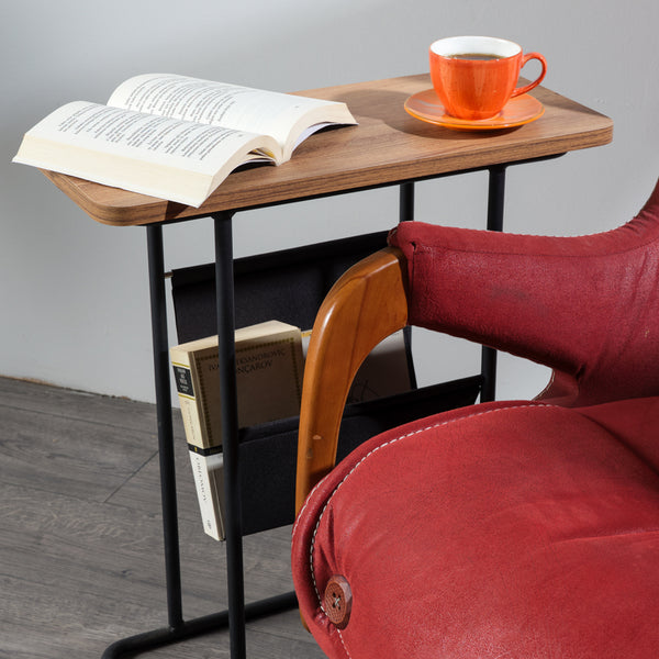 Table d'appoint Bov avec espace de rangement 64 x 55 x 24 cm effet noyer / noir [en.casa]