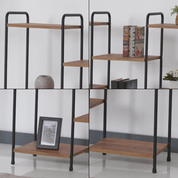 Étagère Birkerød avec 8 surfaces de rangement 100 x 110 x 30 cm Noir / Aspect noyer [en.casa]