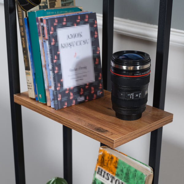 Étagère Bjergsted à 4 niveaux 150x36x21 cm effet noyer/noir [en.casa]