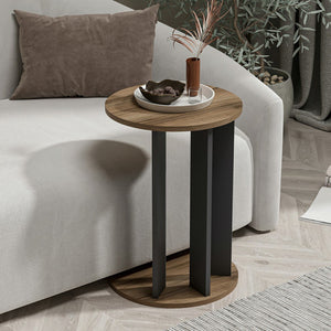 Table d'appoint Frederiksberg 64x34 cm aspect noyer / anthracite [en.casa]