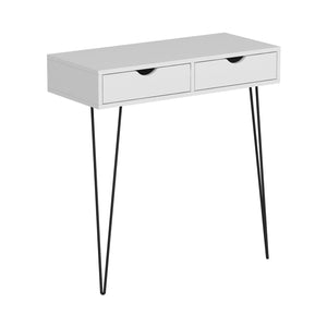Table console Ebeltoft à 2 tiroirs 90 x 90 x 40 cm blanc / noir [en.casa]