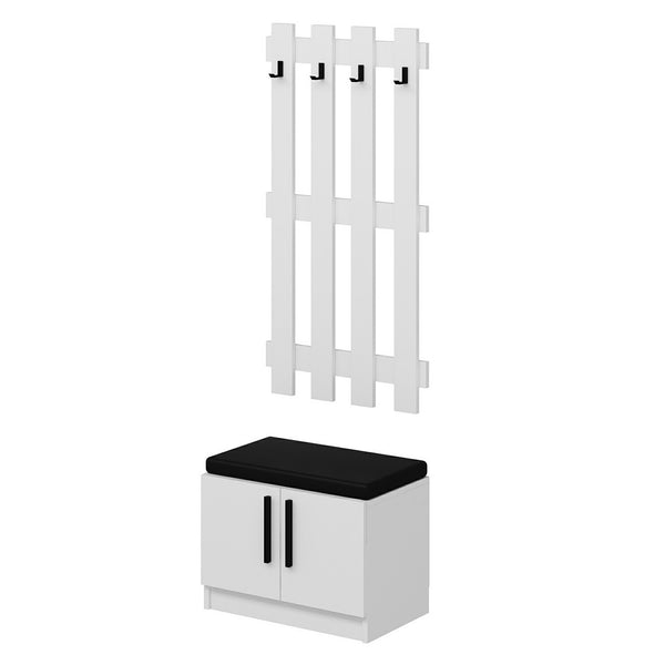 Panneau de vestiaire avec banc à chaussures Farum blanc [en.casa]