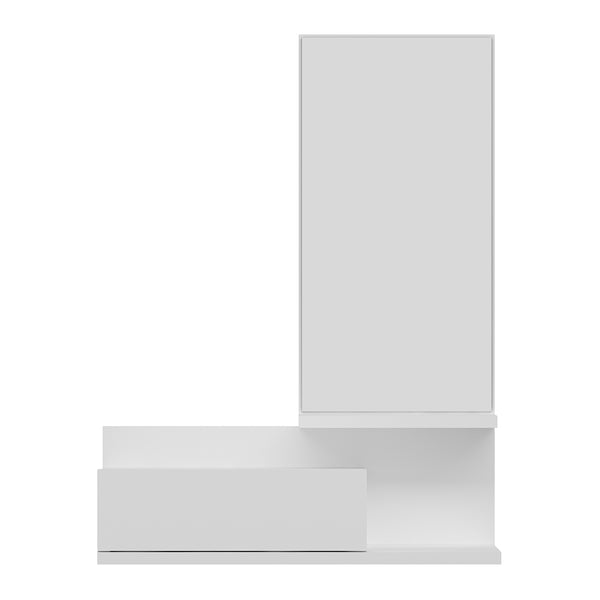 Étagère murale avec miroir et tiroir Gundsø blanc [en.casa]