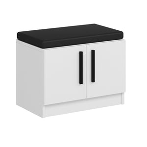 Banc à chaussures Fjends avec 2 portes à 3 niveaux 42 x 60 x 37 cm blanc / noir [en.casa]