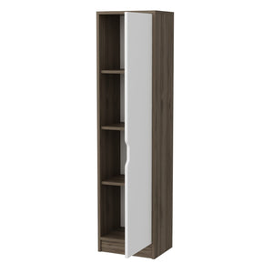 Armoire de bureau Egvad avec une porte aspect noyer / blanc [en.casa]