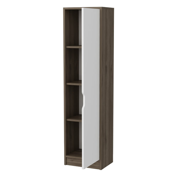 Armoire de bureau Egvad avec une porte aspect noyer / blanc [en.casa]