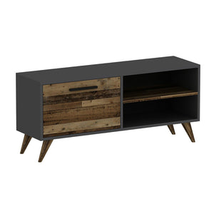 Meuble TV Helle à porte 50 x 120 x 35 cm anthracite / effet bois ancien [en.casa]