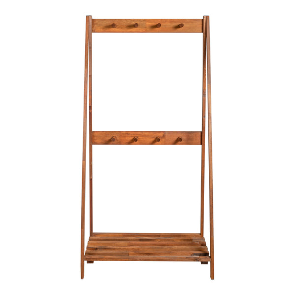 Portemanteau Middelfart à 8 crochets pin 152 x 75 x 45 cm bois foncé [en.casa]