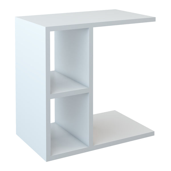 Table d'appoint rectangualire Ravnsborg avec 2 compartiments de stockage 50 x 50 x 30 cm blanc [en.casa]