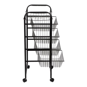 Chariot de cuisine roulant Rudbjerg 87 x 41 x 31,5 cm avec 4 paniers noir [en.casa]
