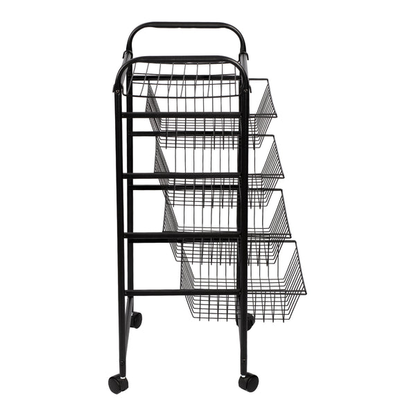 Chariot de cuisine roulant Rudbjerg 87 x 41 x 31,5 cm avec 4 paniers noir [en.casa]