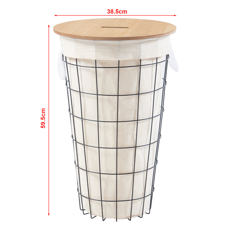 Croquis coté Panier à linge Skive couvercle amovible à fente 40 litres 59,5 x 38,5 cm [en.casa]