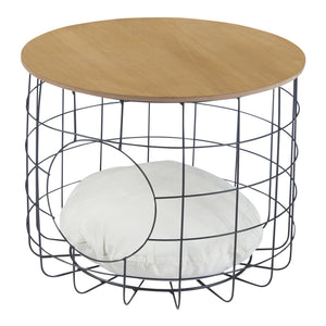 Set de 2 tables basses Haapajärvi panier avec couvercle amovible noir effet bois [en.casa]
