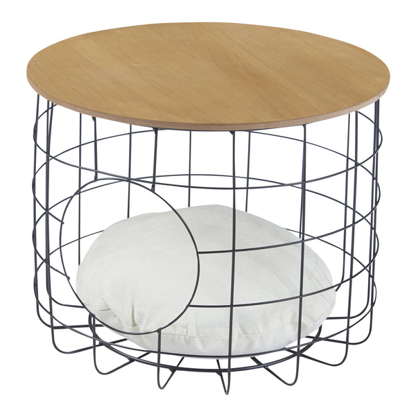 Set de 2 tables basses Haapajärvi panier avec couvercle amovible noir effet bois [en.casa]