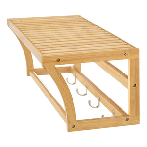 Étagère murale avec crochets Langeland bambou 20,5 x 59,5 x 25,5 cm naturel [en.casa]