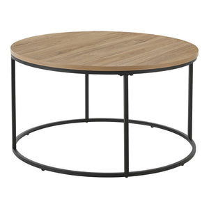 Table basse Kuhmoinen ronde diamètre 80 cm noir et effet bois [en.casa]