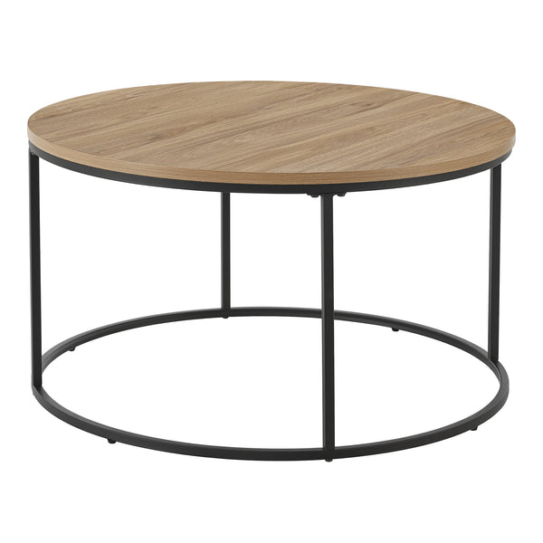 Table basse Kuhmoinen ronde diamètre 80 cm noir et effet bois [en.casa]