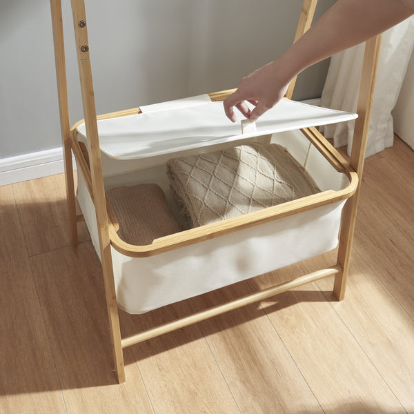 Portemanteau Iitti bambou polyester 159 x 60 x 45 cm naturel blanc [en.casa]