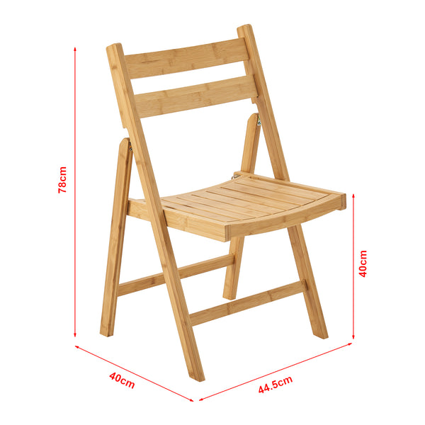 Lot de 2 chaises pliantes Gran bambou 78 x 45 x 40 cm naturel [en.casa]