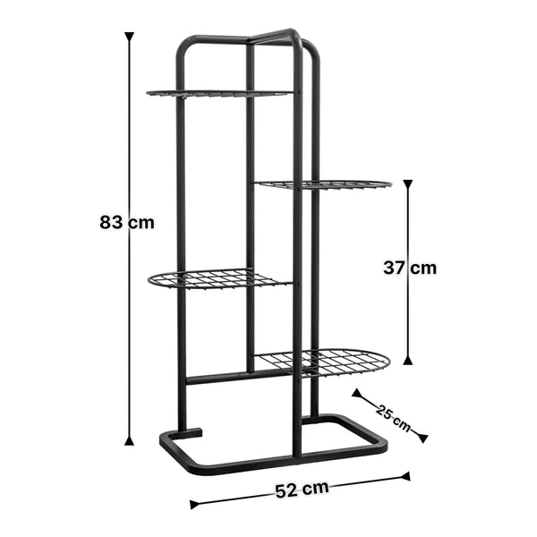 Support de plantes Pedersöre à 4 niveaux métal 83 x 52 x 25 cm noir [en.casa]