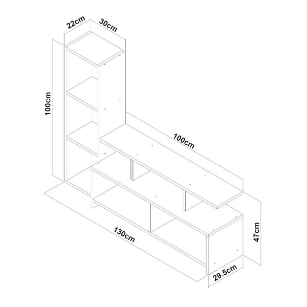 Table TV Klippan avec étagère Blanc / aspect noyer [en.casa]