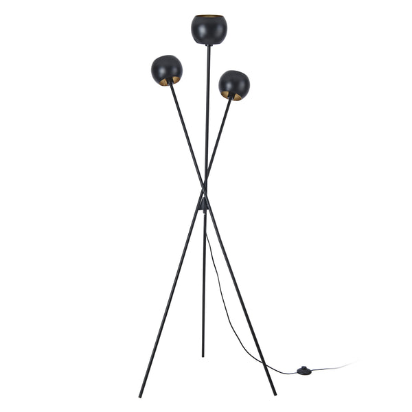 Lampadaire Nykvarn avec 3 douille E14 métal 161 x 58 cm noir or lux.pro