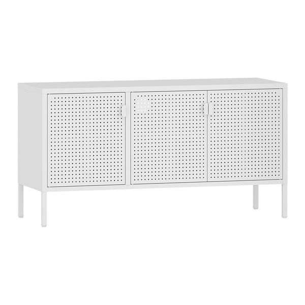 Meuble TV Castelli acier 114 x 40 x 60 cm blanc [en.casa]