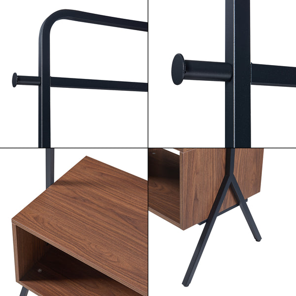 Portemanteau Averøy acier panneau de particules 180 x 74 x 42 cm noir effet noyer [en.casa]