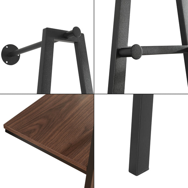 Porte-manteau mural Bjørnafjorden acier noir / aspect noyer [en.casa]