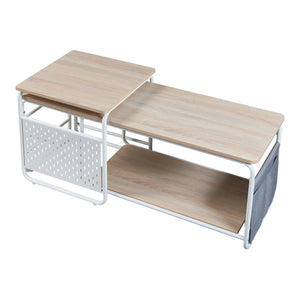 Table TV Dyrøy avec table d'appoint Blanc/Chêne [en.casa]