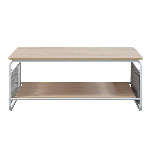 Table basse Dyrøy 100x50x43cm Blanc/Chêne [en.casa]