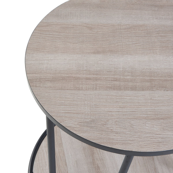 Table d'appoint Ylöjärvi avec 2 étagères Noir/Aspect chêne [en.casa]