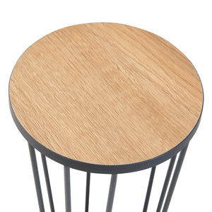 Étagère à plantes Fossbergom à 2 niveaux métal MDF 62 x 20 cm noir effet chêne [en.casa]