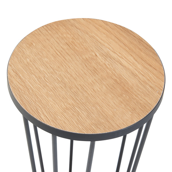 Étagère à plantes Fossbergom à 2 niveaux métal MDF 62 x 20 cm noir effet chêne [en.casa]