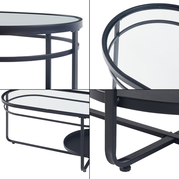 Table basse Kumla avec plateau en verre [en.casa]